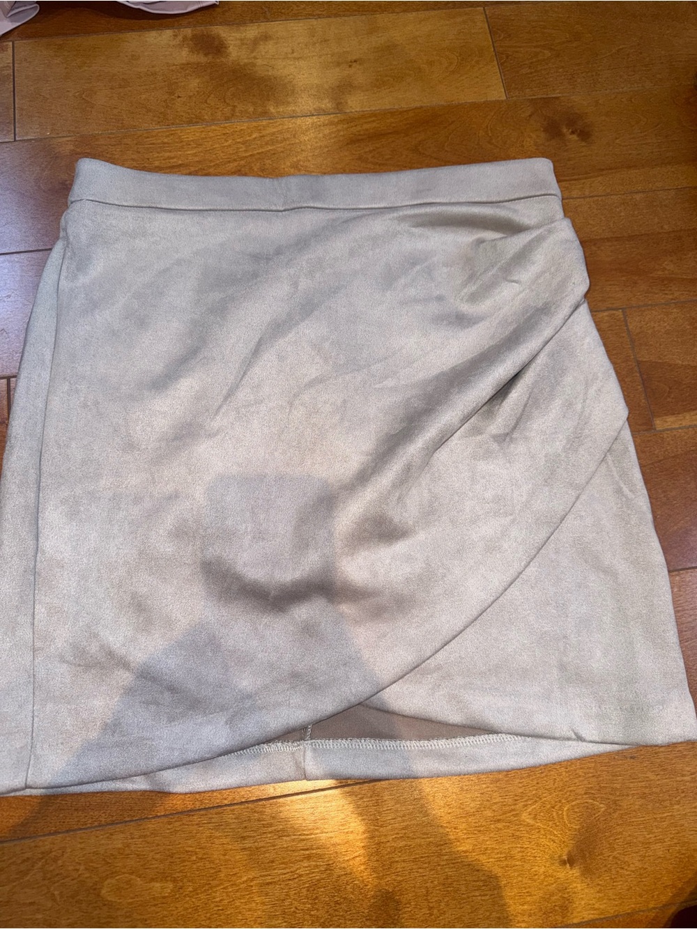 Dynamite Wrap-Front Mini Skirt suede in Light Gray